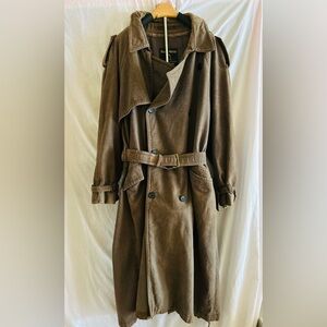 Couture Trench Coat with Belted Cuffs and Epaulettes